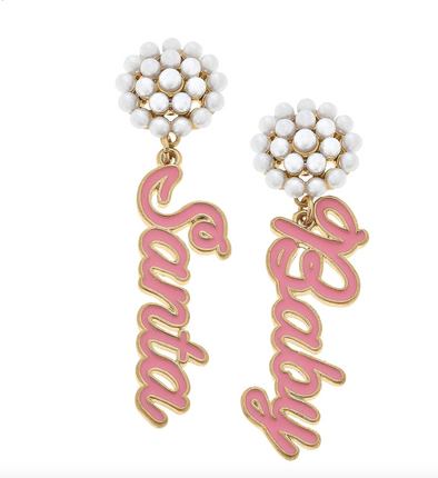 Pink Santa Baby Enamel Earrings