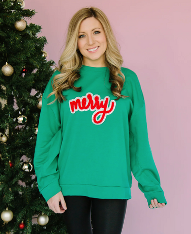 Festive Merry Green Sweatshirt (S-XXL)