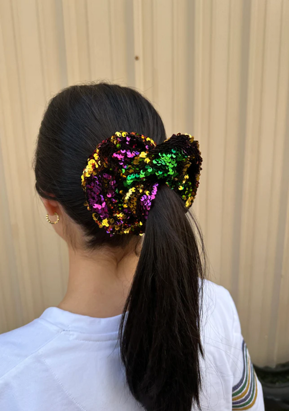 Reversible Sequin Mardi Gras Scrunchie