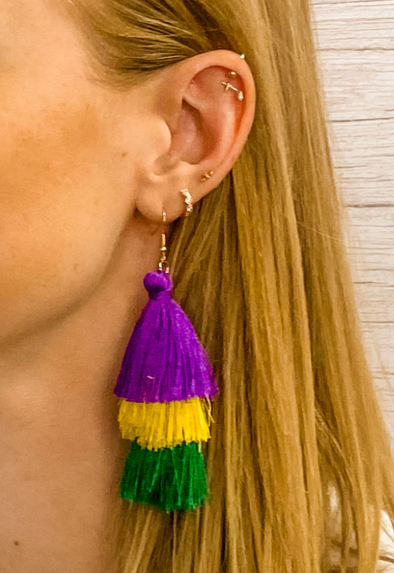 Mardi Gras Fringe Tassel Earrings