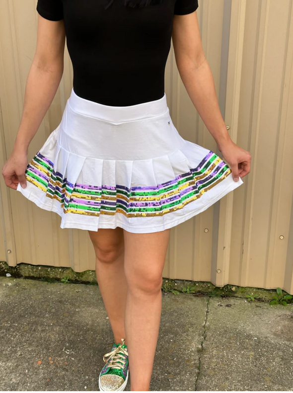 Mardi Gras Sequin Adult Skort in Black or White