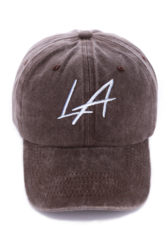 Washed Embroidered LA Adjustable Hat