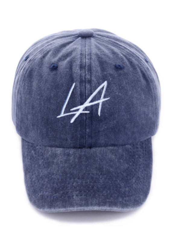 Washed Embroidered LA Adjustable Hat