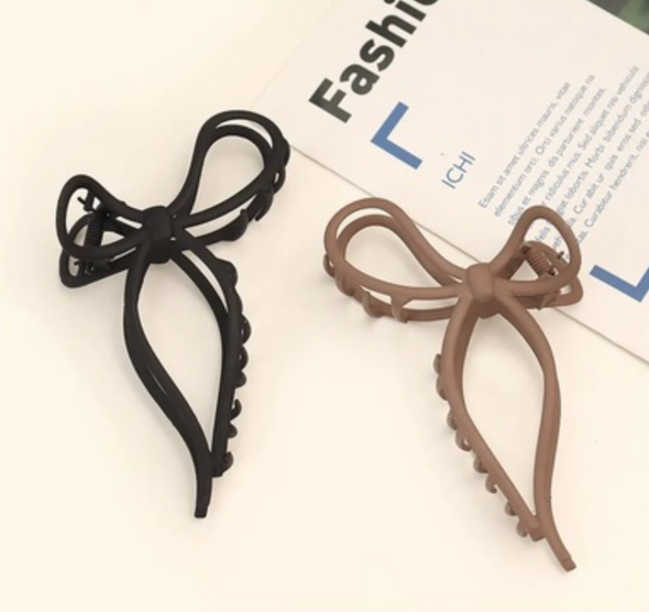 Large Ribbon Bow Shape Metal Hair Claw Clips