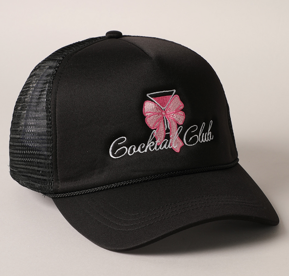 Bow Cocktail Club Embroidered Trucker Cap