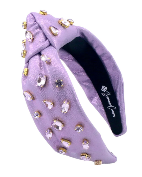 Brianna Cannon Shimmer Headband with Hand Sewn Crystals in Yellow or Purple