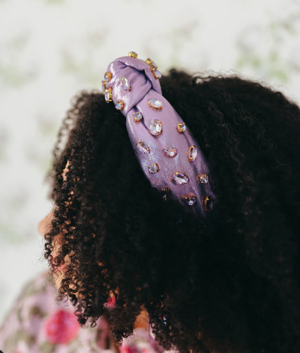 Brianna Cannon Shimmer Headband with Hand Sewn Crystals in Yellow or Purple