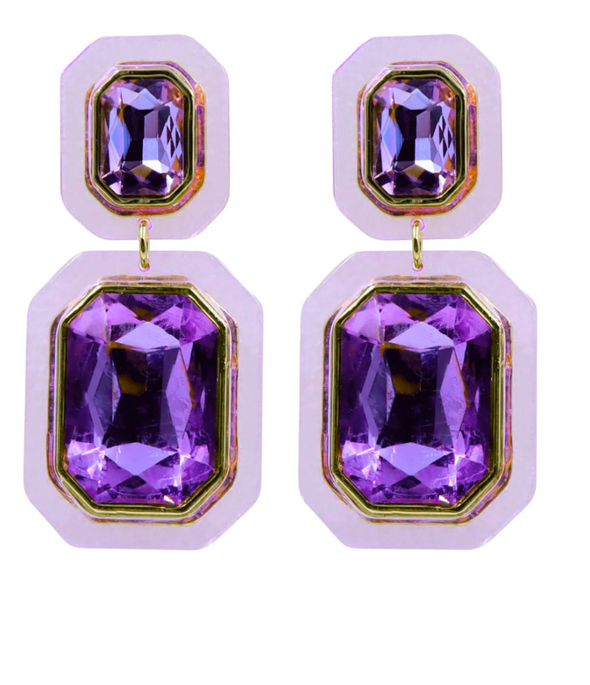 Brianna Cannon Lavender Crystal Drop Earrings