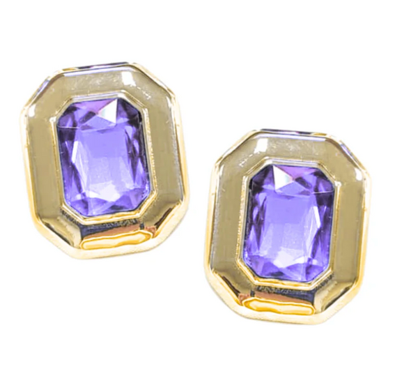 Brianna Cannon Jeweled Studs in Lavender, Blue, Clear or Pink