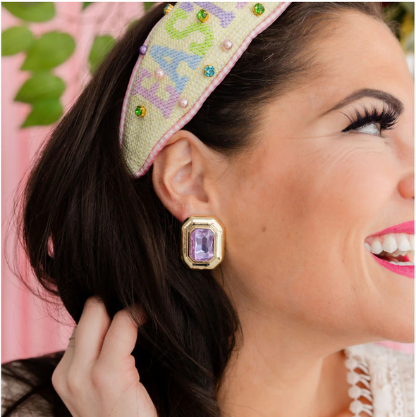 Brianna Cannon Jeweled Studs in Lavender, Blue, Clear or Pink