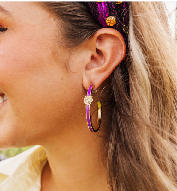 Brianna Cannon LSU Logo Hoop Earrings