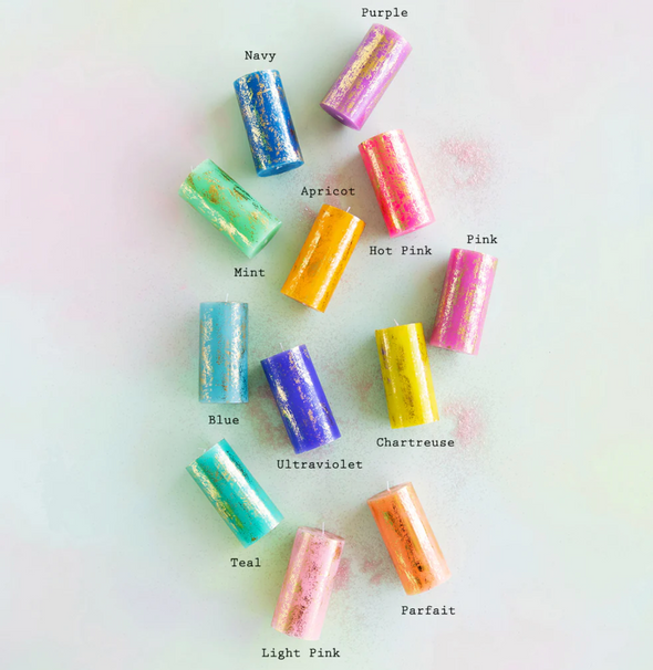 Rainbow Pillar Candle in 12 Different Colors