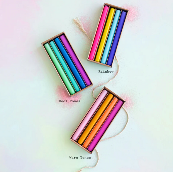 Rainbow Taper Candle Box Set of 4