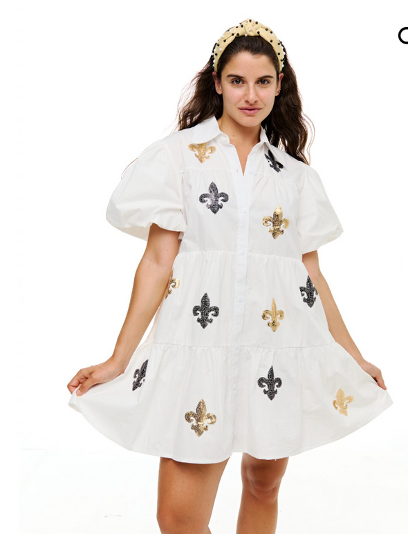 Fleur De Lis Sequin Tiered Dress