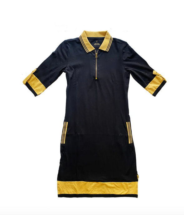 Adult Black And Gold Zipper Dress S-3XL