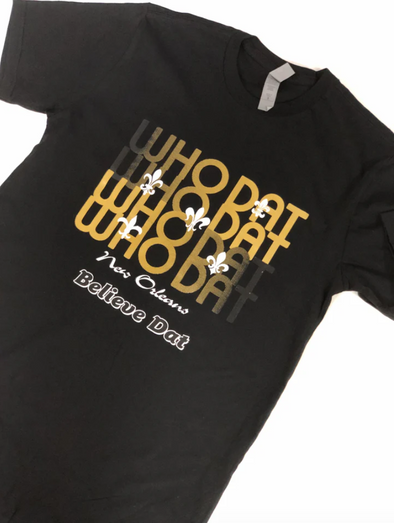 Youth Who Dat Repeat Black T Shirt