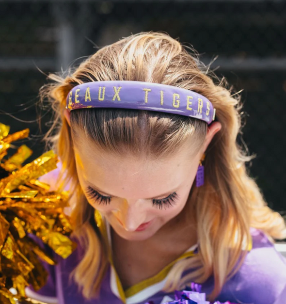 Brianna Cannon LSU Purple Thin Embroidered Headband