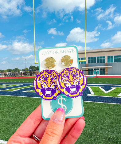 LSU Roaring Tiger Drop Earrings