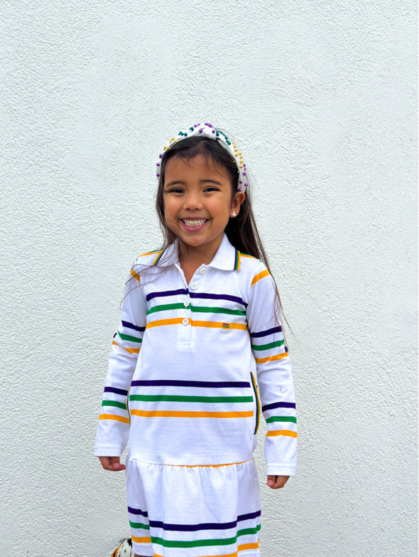 Mardi Gras Youth White Infinity Dress