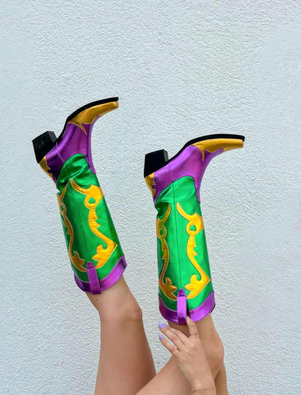 Adult Mardi Gras Metallic Cowboy Boots