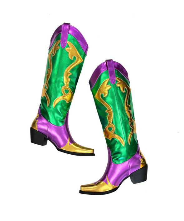 Adult Mardi Gras Metallic Cowboy Boots