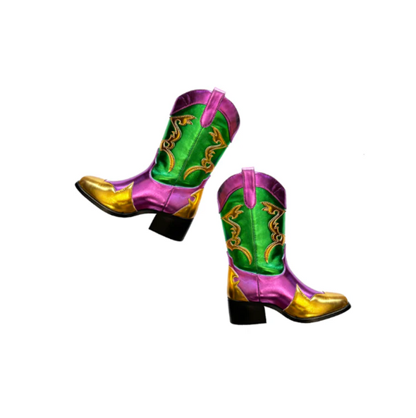 Toddler Mardi Gras Metallic Cowboy Boots