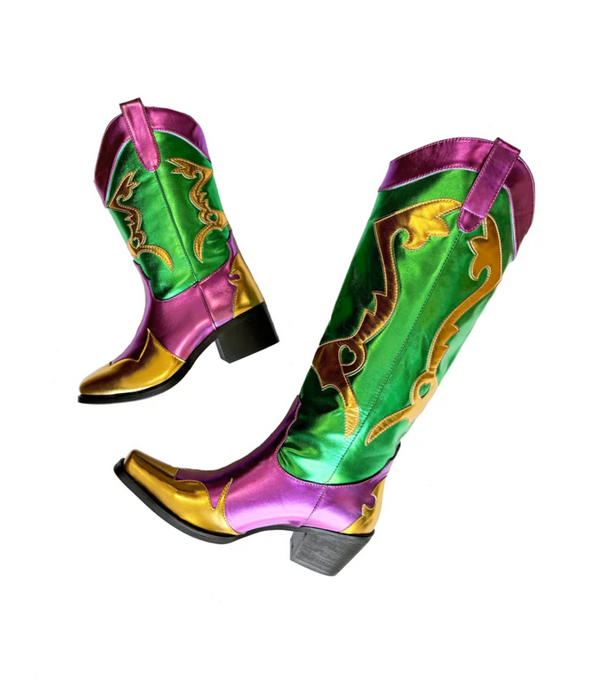 Toddler Mardi Gras Metallic Cowboy Boots