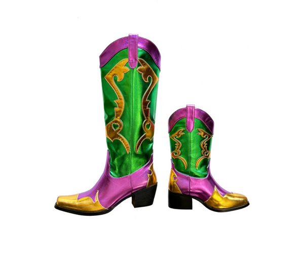 Adult Mardi Gras Metallic Cowboy Boots