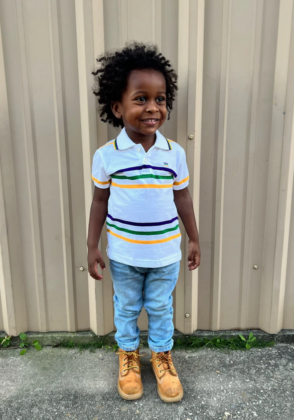 Mardi Gras Toddler White Infinity Polo