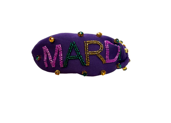 MARDI GRAS Beaded Headband With Rhinestones In 3 Colors