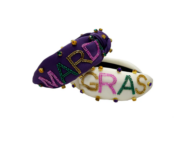 MARDI GRAS Beaded Headband With Rhinestones In 3 Colors