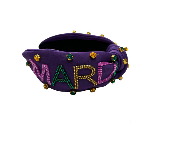 MARDI GRAS Beaded Headband With Rhinestones In 3 Colors