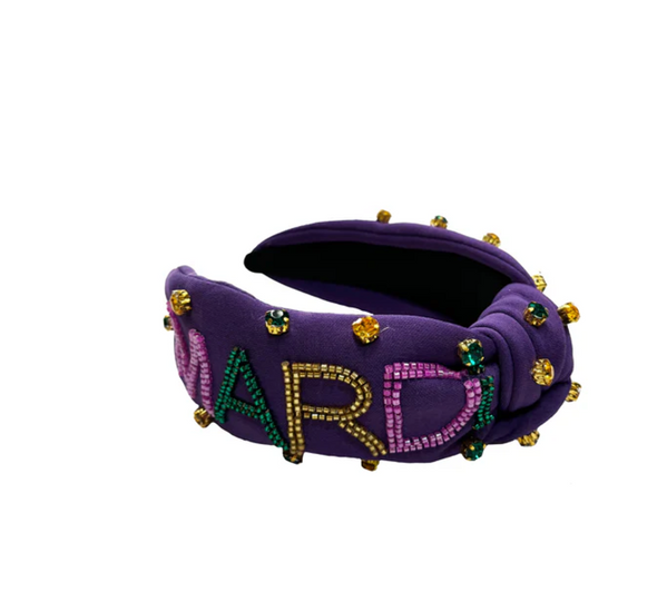 MARDI GRAS Beaded Headband With Rhinestones In 3 Colors