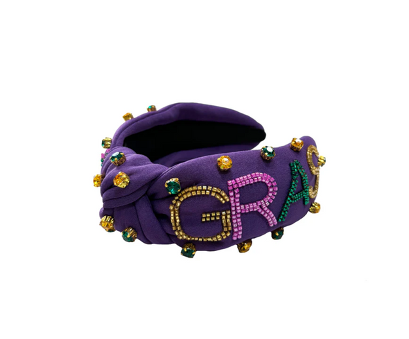 MARDI GRAS Beaded Headband With Rhinestones In 3 Colors