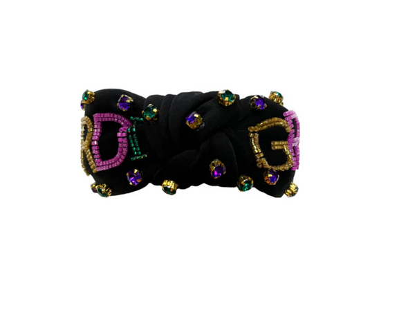 MARDI GRAS Beaded Headband With Rhinestones In 3 Colors