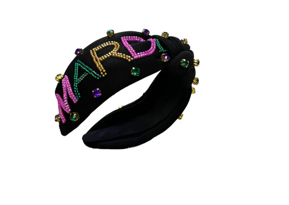 MARDI GRAS Beaded Headband With Rhinestones In 3 Colors