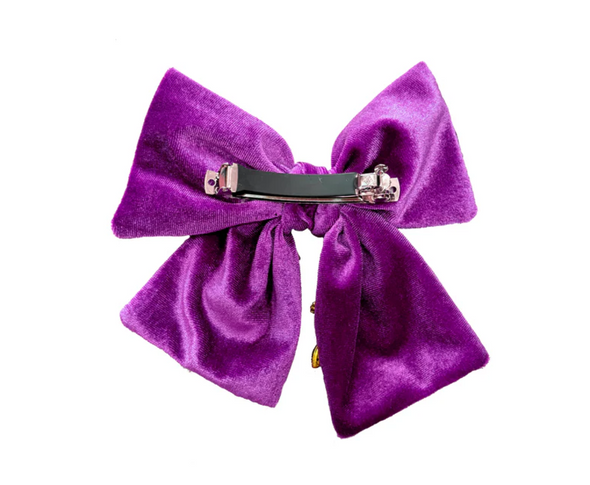 Mardi Gras Bejeweled Velvet Bow In 3 Colors