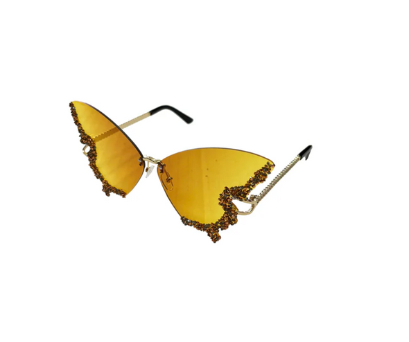 Butterfly Rhinestone Sunglasses In Purple Green Or Gold