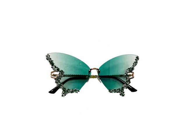 Butterfly Rhinestone Sunglasses In Purple Green Or Gold