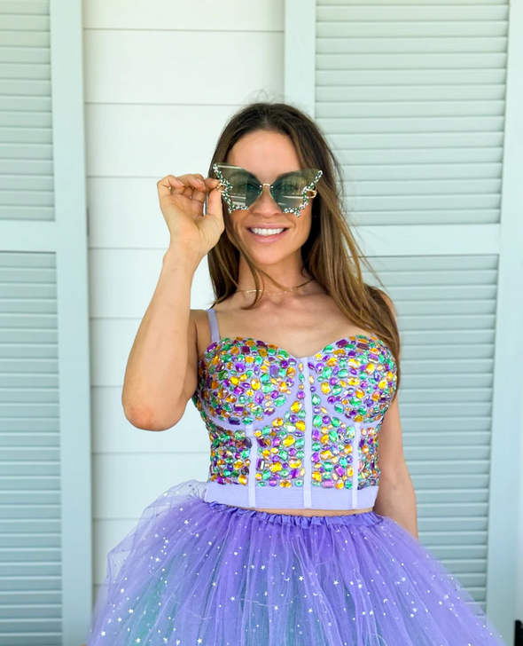 Butterfly Rhinestone Sunglasses In Purple Green Or Gold