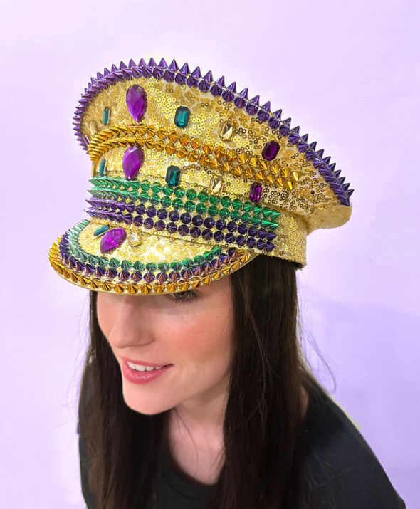 Mardi Gras Jeweled Captain Hat