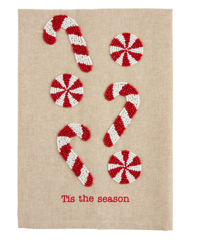 Candy Cane Beaded Towel