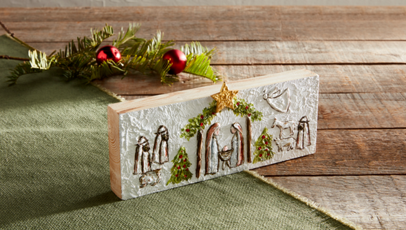 Long Painted Nativity Plaque