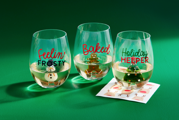 Glass Holiday Wine Glass In 3 Options