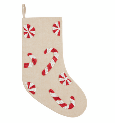 Candy Cane Beaded Stocking