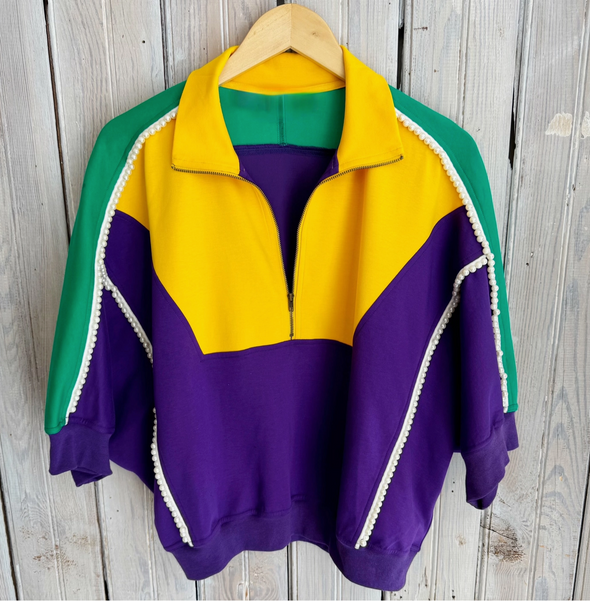 Mardi Gras Pearl Color Block Zip Jacket And Shorts (SOLD SEPARATELY)