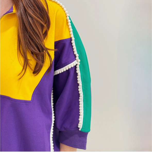 Mardi Gras Pearl Color Block Zip Jacket And Shorts (SOLD SEPARATELY)