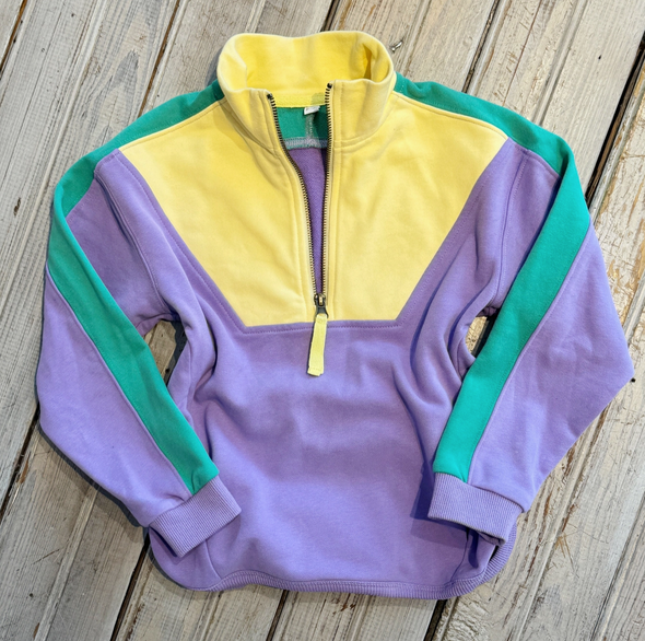 Kids Pastel Mardi Gras 1/4 Zip Fleece