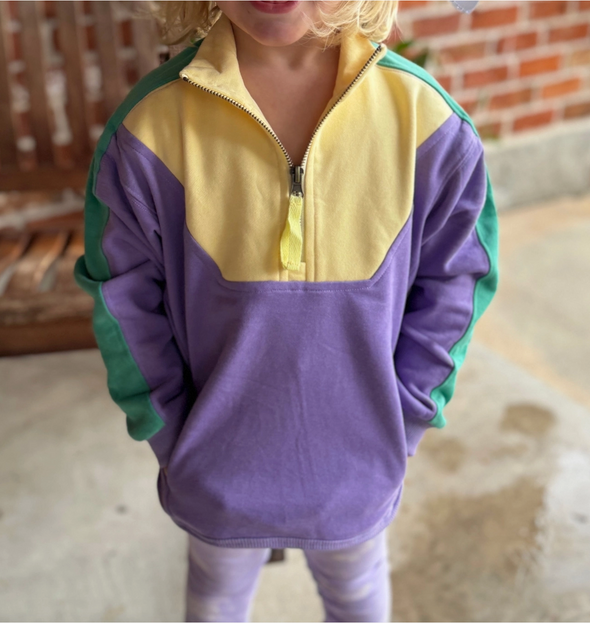 Kids Pastel Mardi Gras 1/4 Zip Fleece