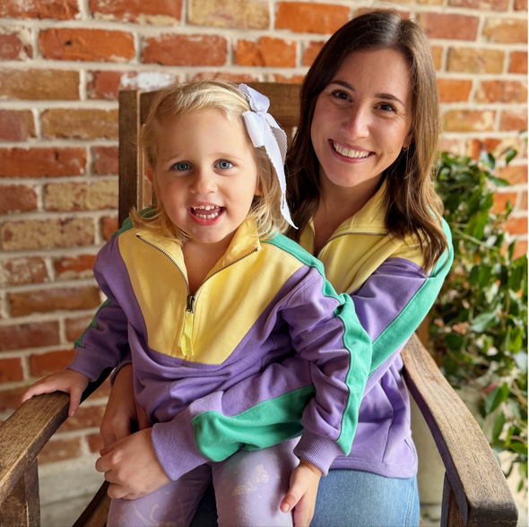 Kids Pastel Mardi Gras 1/4 Zip Fleece